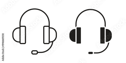 Support headset icon in a simple line art style. EPS10