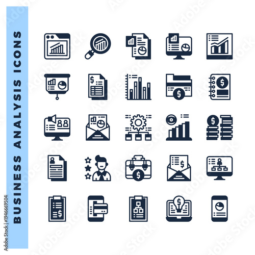 25 Business Analysis Lineal Fill icon pack. vector illustration.