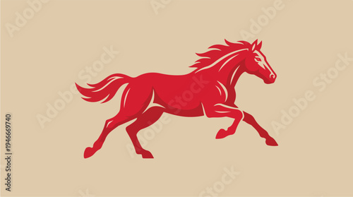 Red Horse Galloping Silhouette Vector Art.