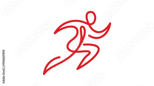 Red Line Art of a Runner in Motion.