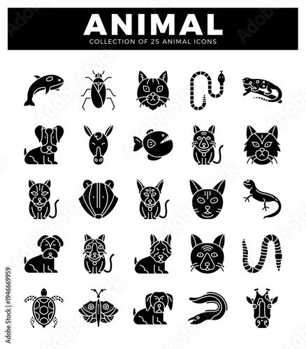 animal icons. black glyphs on white background.