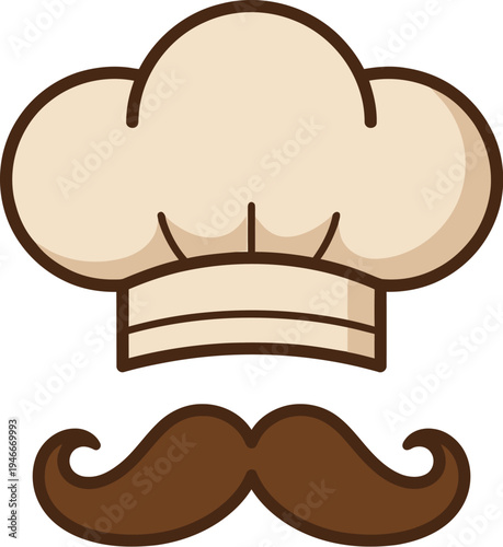 Chef hat and mustache vector graphic illustration