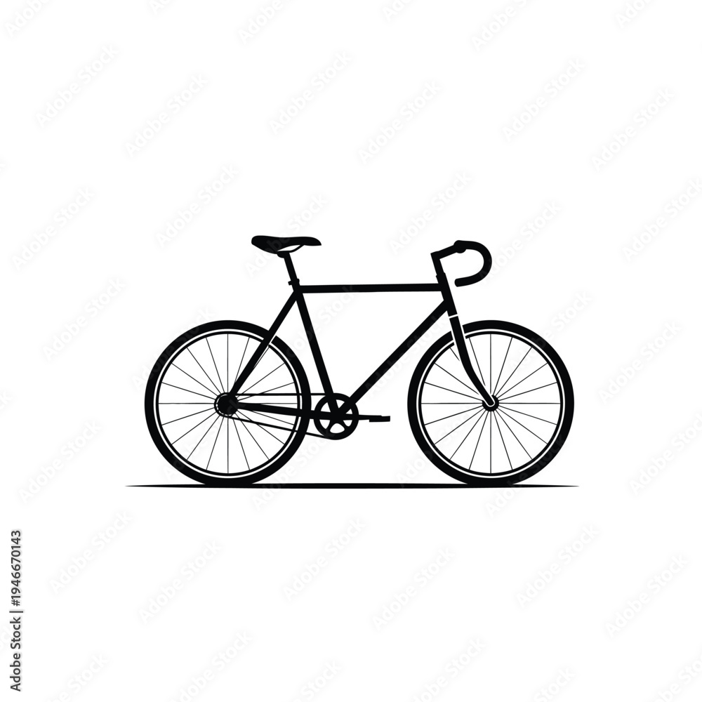 Obraz premium Bicycle silhouette with wheels and handlebars on white background