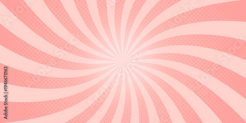 Pink radial stripes background. Trendy comic sunburst effect.  Surprise manga. Circus or carnival pattern. Candy color. Concentrated lines. Vector illustration