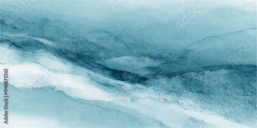 Abstract ethereal watercolor washes evoke the serene beauty of distant mountains, showcasing soft blues and aquas in an artistic and minimalist composition.