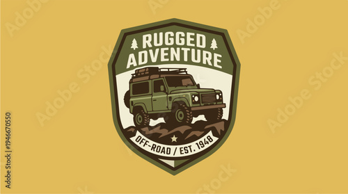 Rugged Adventure OffRoad Vehicle Emblem.