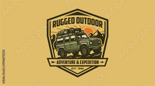 Rugged Outdoor Adventure Expedition Vehicle Logo.