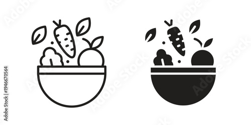 Vegetarian food icon in a simple line art style. EPS10