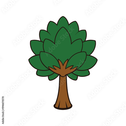 Pointed Leaf Evergreen Tree Illustration for UI Design