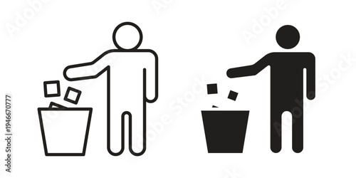 Waste Bin icon in a simple line art style. EPS10