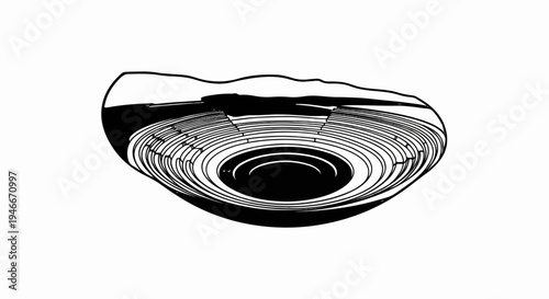 Abstract circular seating arrangement with a dark central focus and surrounding tiered platforms