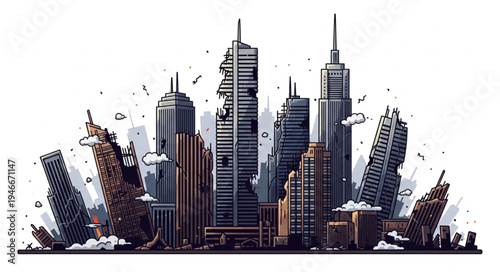 City Skyline Urban Landscape Towers.