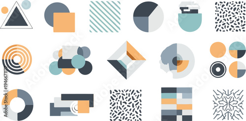 Abstract geometric and organic shapes in muted color palette