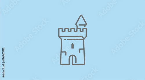 Simple Line Art Icon of a Castle Tower.