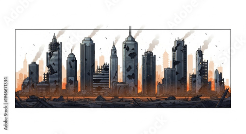 City Skyline Urban Landscape View.