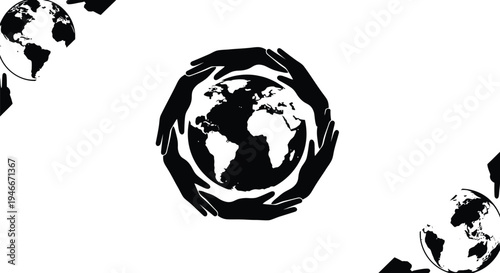 Hands holding the Earth globe in a symbolic gesture of protection and care for the planet