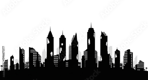 City Skyline Urban Silhouette Buildings.