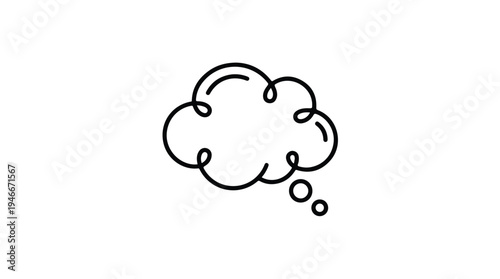 Simple Line Art Thought Bubble Icon.