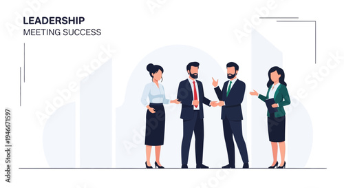 Successful Business Meeting: Leaders Shaking Hands, Team Collaboration, Corporate Success