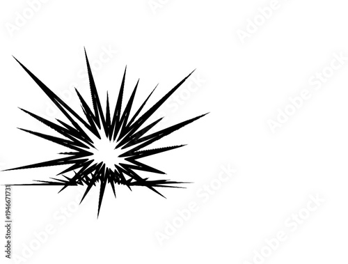 Abstract black burst graphic on white background