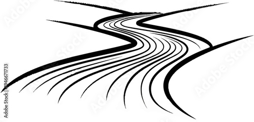 Abstract black and white wavy lines creating a sense of movement and flow