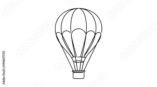 Simple Line Drawing of a Hot Air Balloon Ready for Flight.