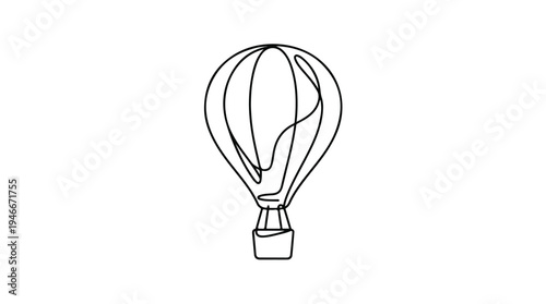 Simple Line Drawing of a Hot Air Balloon.