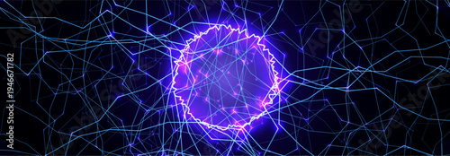 Artificial intelligence neural network web background, glowing neurone tree lines BG for science presentation, medical research, neurology AI forum. Neural networks backgrounds. Vector illustration