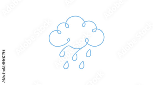 Simple Line Drawing of a Rainy Cloud Icon.