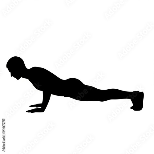 Silhouette of a man doing a pushup exercise in a black icon
