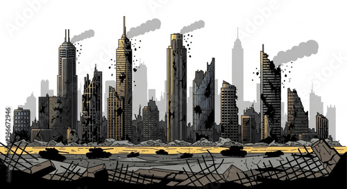 City Skyline Urban Landscape Illustration.
