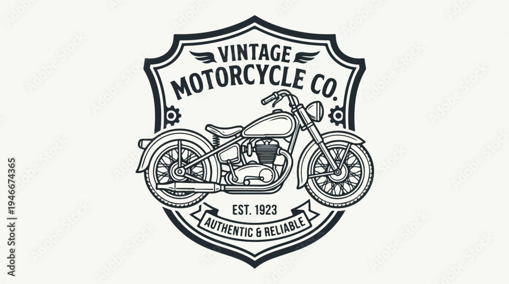 Obraz premium Vintage Motorcycle Co Emblem with Classic Bike Illustration.