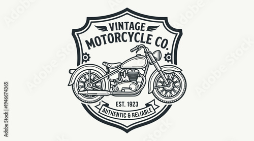 Vintage Motorcycle Co Emblem with Classic Bike Illustration.