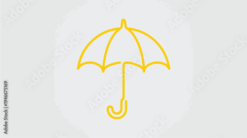 Yellow Umbrella Icon on White Background.