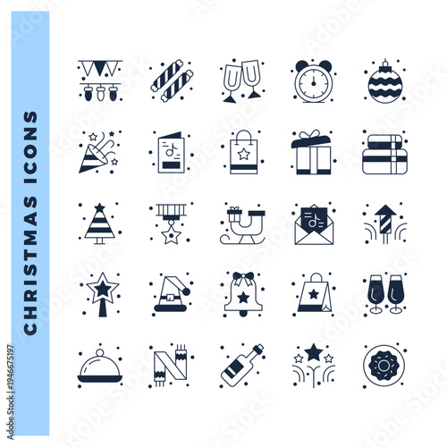 25 Christmas Lineal Fill icon pack. vector illustration.