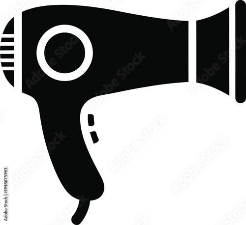 vector illustration of a black and white hair dryer