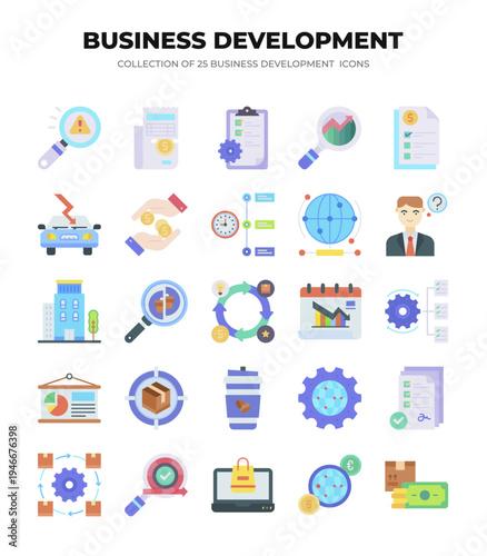Wallpaper Mural Business Development Icons. 25 Flat Design Icons for Growth and Strategy Torontodigital.ca