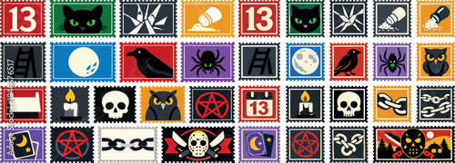 Friday the 13th Horror Stamp Icon Collection Spooky Symbols