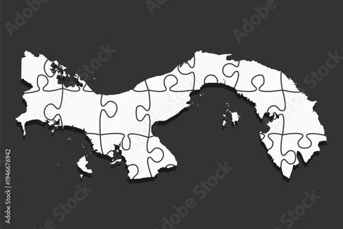 Creative map Panama from white puzzle, jigsaw
