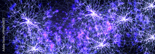 Neural Network Brain Neurone Synapse Connections Lightning Ball Energy Glow. Machine Learning Technology Background for AI Data Flow, BigData, Medical Science Research, Biotech. Vector illustration