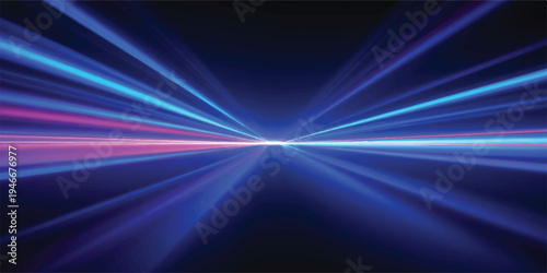 Abstract radial light streaks in blue and pink on a dark background, forward motion concept, neon background, speed background, futuristic background, glowing background