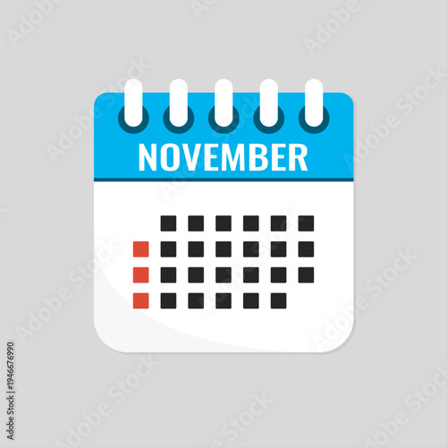 Vector template icon page calendar November month