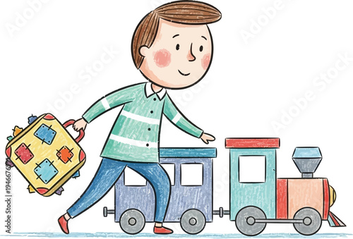 Boy toy train pull vector