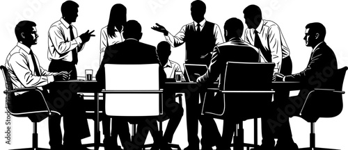Business Meeting Silhouette Team Collaboration and Discussion