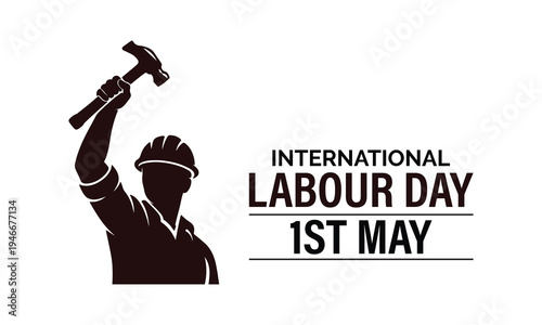 International Labour Day concept featuring worker tools, gear, and helmet icons. Clean minimal vector design celebrating global workforce, industry strength, and workers rights on May 1.