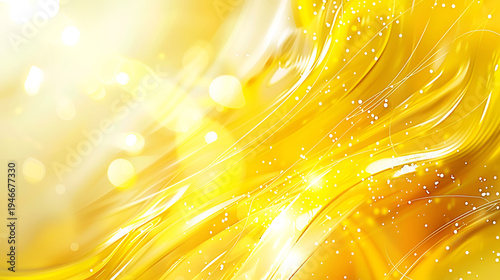 Vibrant golden light waves with dynamic white lines and dots