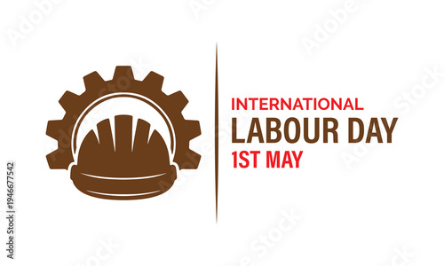International Labour Day concept featuring worker tools, gear, and helmet icons. Clean minimal vector design celebrating global workforce, industry strength, and workers rights on May 1.
