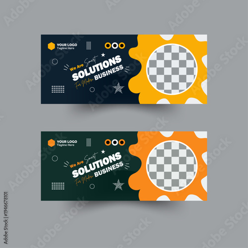 Professional Business Web Banner Design Template with Abstract Geometric Shapes