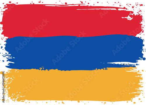 Flag of Armenia. Created with Brush Strokes. Abstract Banner with Raw Artistic Texture