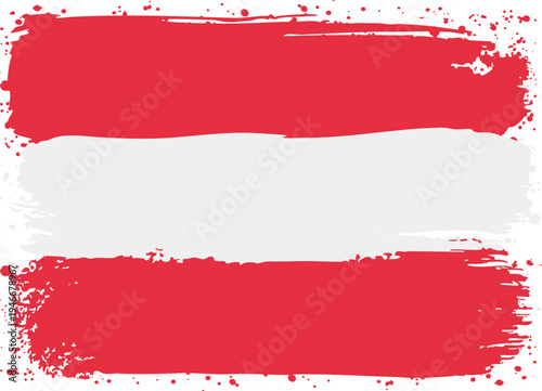 Flag of Austria. Created with Brush Strokes. Abstract Banner with Raw Artistic Texture